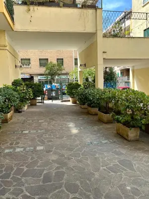a courtyard with potted plants in a building at Lilia Charming Flat in Rome