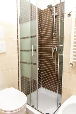 a shower stall in a bathroom with a toilet at Susy's Guest House - Room Trevi in Rome