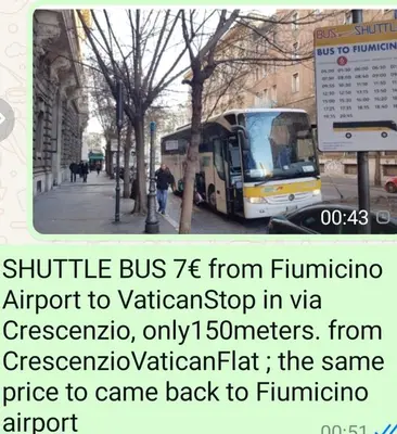 a bus is parked on the side of a street at crescenziovaticanflat in Rome