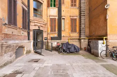 a group of bikes parked in front of a building at Loving Testaccio in Rome