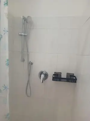 a shower in a bathroom with a shower head at Monolocale vicino metro Libia in Rome