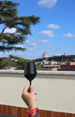a person holding up a glass of wine at Anita's House in Rome