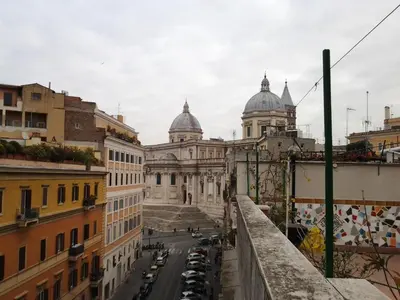 a view of a city with cars parked on a street at Casa Vacanze Scalone in Rome