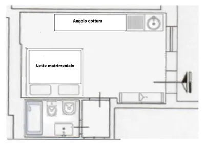 a floor plan of a small apartment with at StudioFlat Battistini in Rome