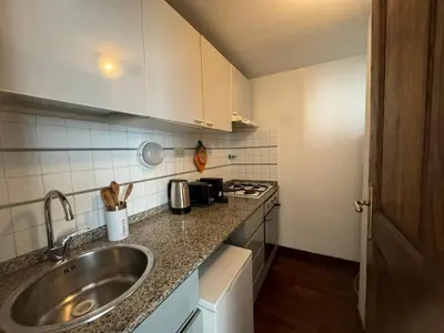 a small kitchen with a sink and a stove at Suite Colonna in Balestrari in Rome