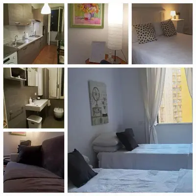 a collage of photos of a bedroom and a bathroom at Rome Appartment in Rome