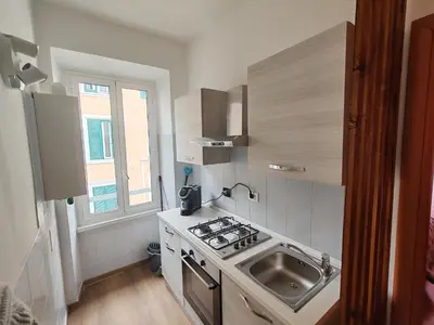 a small kitchen with a sink and a stove at The Holy Apartments in Rome