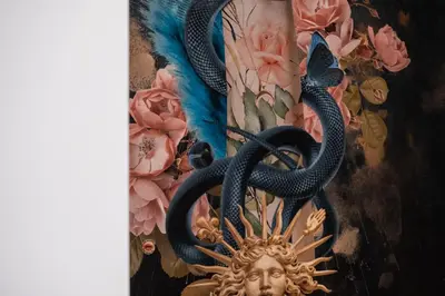 a painting of a statue with a snake on it at Bhr Brancaccio 83 in Rome