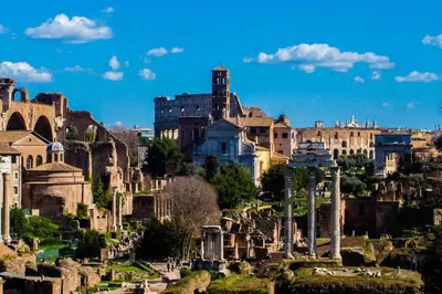 a view of the ruins of the ancient city at Voluptas House Termini San Lorenzo in Rome