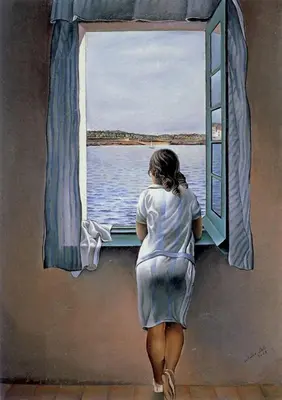 a painting of a woman looking out of a window at Arese Undici in Rome