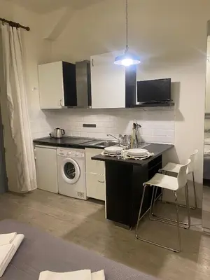 a kitchen with a sink and a washing machine at Secret Garden in Rome in Rome