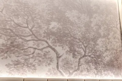a painting of trees on a wall at Lumi Hotel in Rome