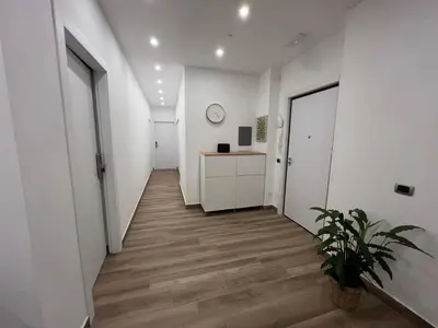 a corridor of an office with white walls and a plant at Suite 98 in Rome