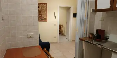 a kitchen with a white refrigerator and a microwave at DàLù alPigneto in Rome
