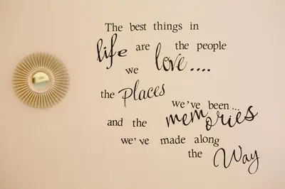 a wall sticker with the words in life are the people we love at B&B Vatican's Keys in Rome