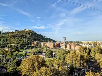 a view of a city with buildings and trees at Spazioso Appartamento Vicino al Vaticano in Rome