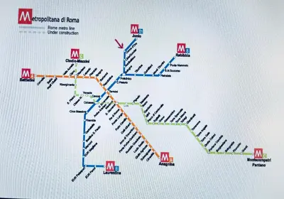a map of a subway line at Conca d'oro house in Rome