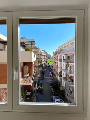 a view of a city street from a window at Roma Lux Apartment Lorenzo in Rome
