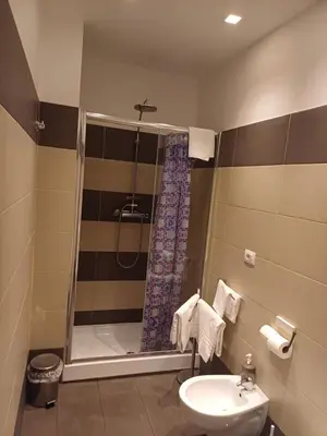 a bathroom with a shower and a sink at Room and Apartment Rome in Rome