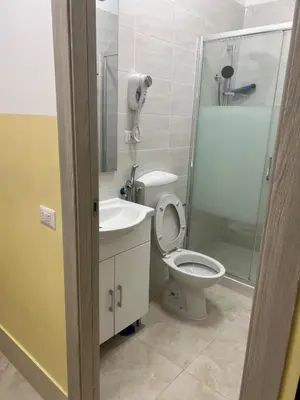 a bathroom with a toilet and a shower and a sink at TURATI TERMINi in Rome