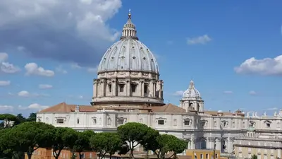 a building with a dome on top of it at Pope's bridge in Rome