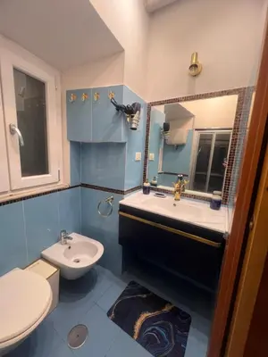 a bathroom with a sink and a toilet and a mirror at Shalimar Navona in Rome