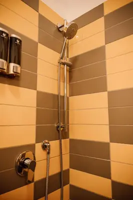a shower in a bathroom with a wall at Dea Suites Two in Rome