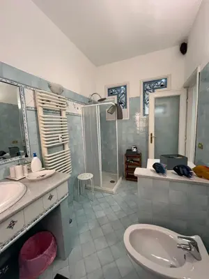 a bathroom with a sink and a toilet and a shower at HOUSE BOCCEA Rome in Rome