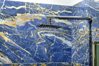 a shower in a bathroom with a marble wall at Rome Aparts - 3 bedrooms luxury apartment at St Peter in Rome