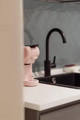 a pink appliance sitting on a counter next to a sink at Zoe Vatican rooms in Rome