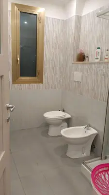 a bathroom with a toilet and a sink at Kotel lorenzo il magnifico in Rome