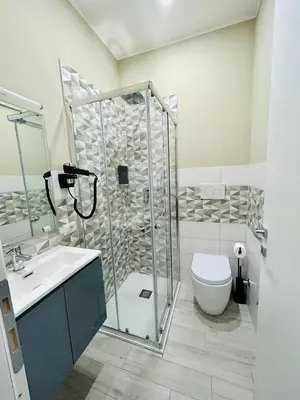 a bathroom with a shower and a toilet and a sink at Cappadocia Rooms in Rome