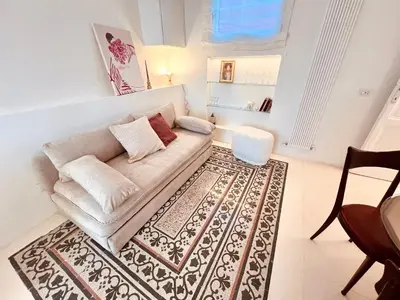 a living room with a couch and a rug at Clarus apartment in Rome in Rome