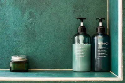 a shelf with two bottles of soap on it at Marco Polo House in Rome