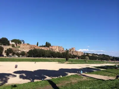a large park with a large building in the background at Casa Aventino in Rome