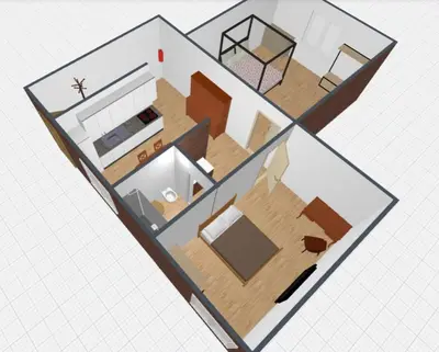 a floor plan of a bedroom and a living room at Trastevere Home Garibaldi 14 in Rome