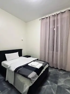 a bedroom with a bed and a window with curtains at Viktoria House Rome in Rome