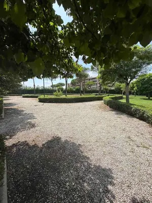 a gravel driveway with trees in a park at The Vatican Studio in Rome
