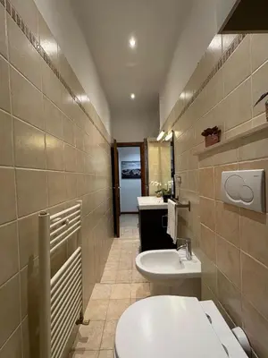 a bathroom with a toilet and a sink at Cortile di Testaccio in Rome