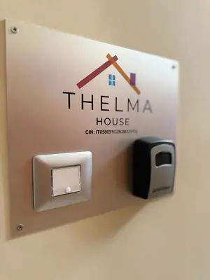 a box with a thermi house on a wall at Thelma House - lovely apartment near Tiburtina Station in Rome