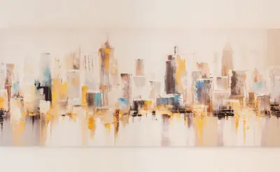 a painting of a city skyline at Luxury & Design Apartment Piramide in Rome