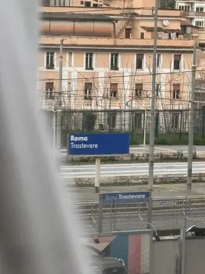 a view of a train station from a window at Gina's House Trastevere Station in Rome