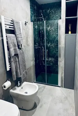 a bathroom with a shower and a toilet and a sink at Bold apartment 2 in Rome