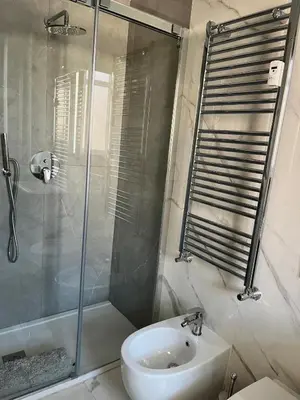 a bathroom with a shower and a toilet and a sink at Holidays in Rome at Luigi's in Rome