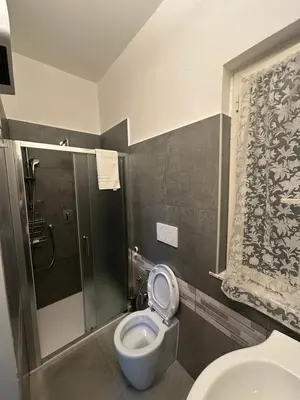 a bathroom with a toilet and a shower at Alloggio Fiorella in Rome