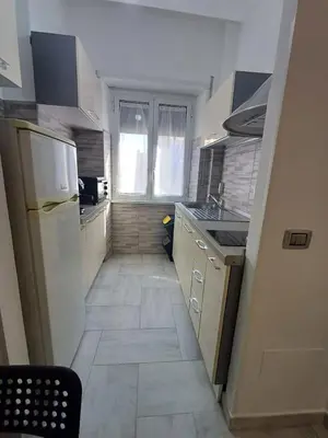 a small kitchen with a refrigerator and a sink at Alessia C Locazione turistica in Rome