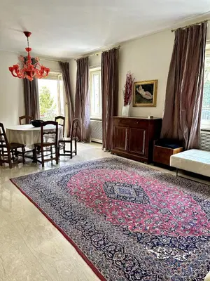 a living room with a large rug on the floor at Dimora XIX in Rome