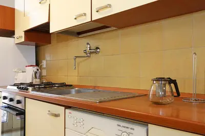 a kitchen with a sink and a counter top at Trastevere Essence by Nosdom Properties in Rome
