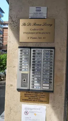 a sign on the side of a building with a thermost at Re di Roma Living in Rome
