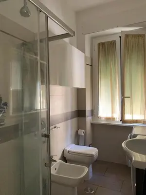 a bathroom with a toilet and a sink and a shower at Miss Giulia Prime location flat in Rome in Rome